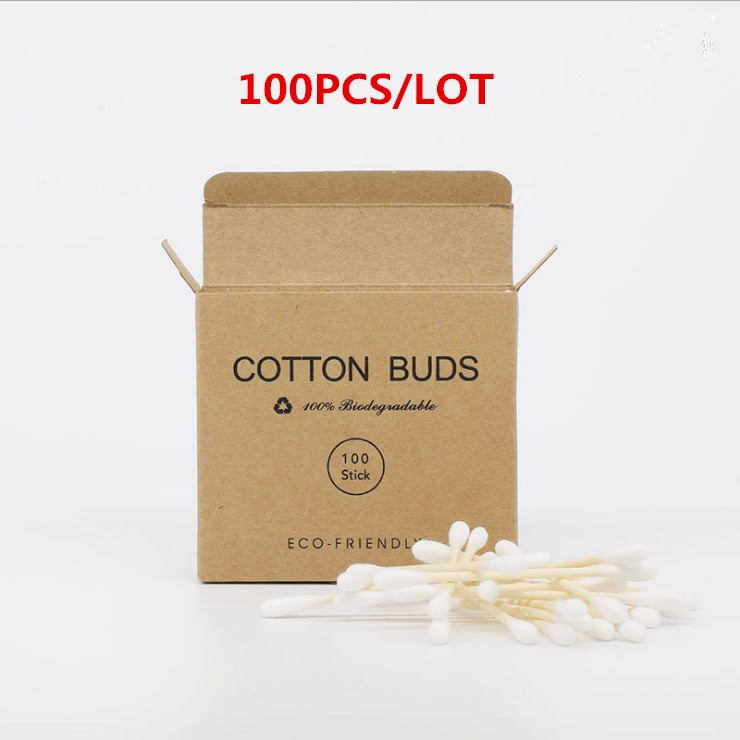 100/200 Double Head Bamboo Cotton Swabs