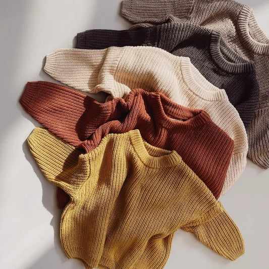 Knitted Cotton pullover sweater for babies & children.