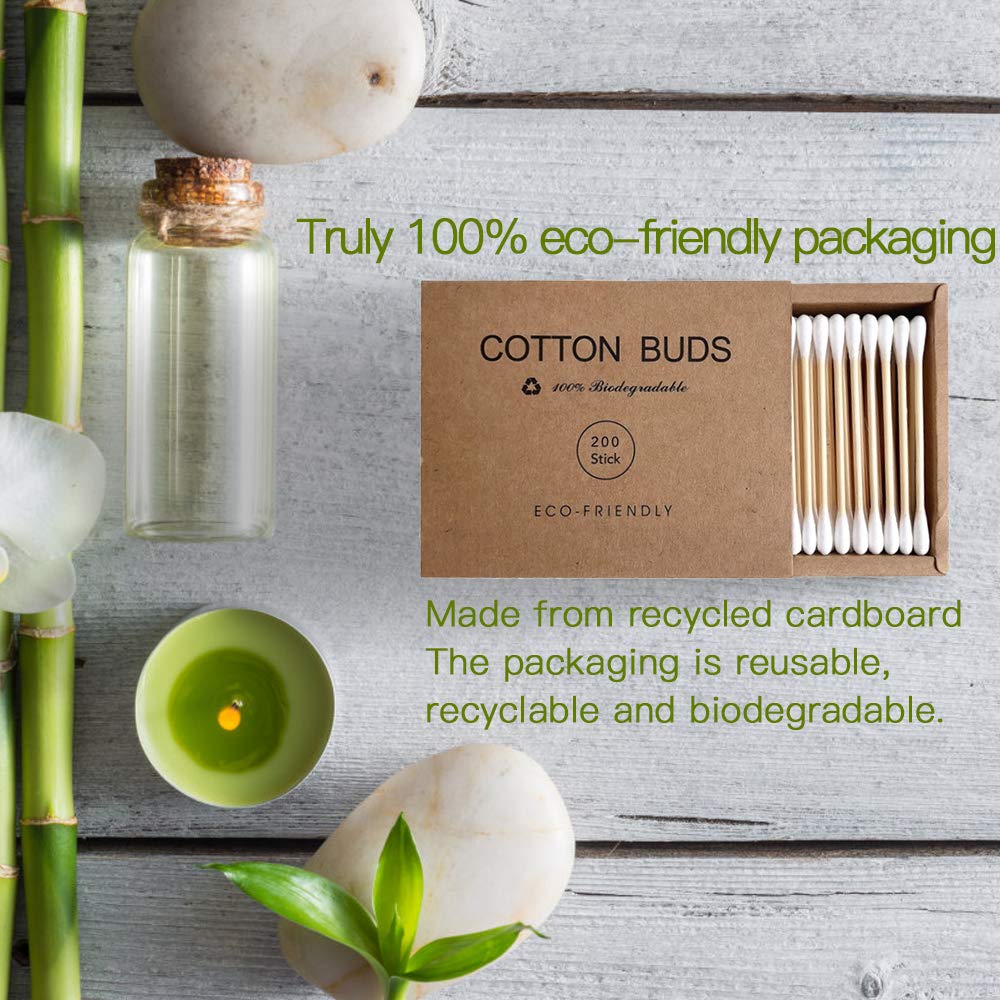 100/200 Double Head Bamboo Cotton Swabs